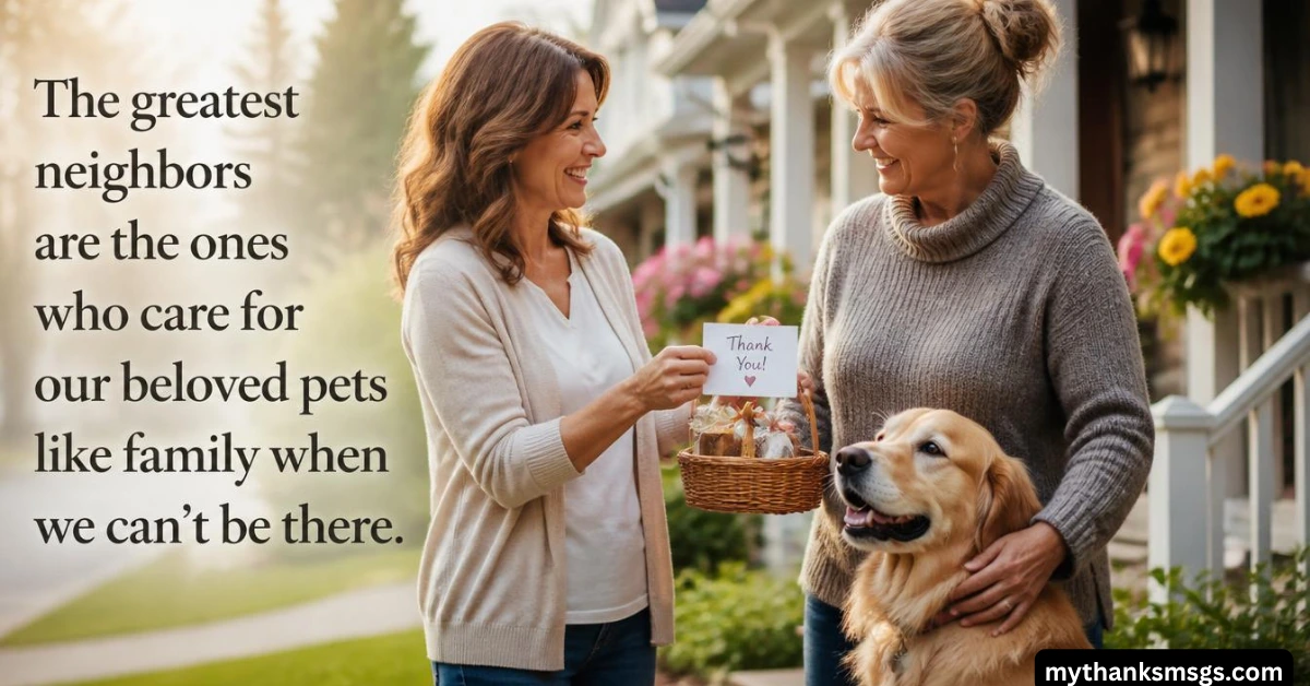 Thank You Note for a Neighbor for Pet Sitting