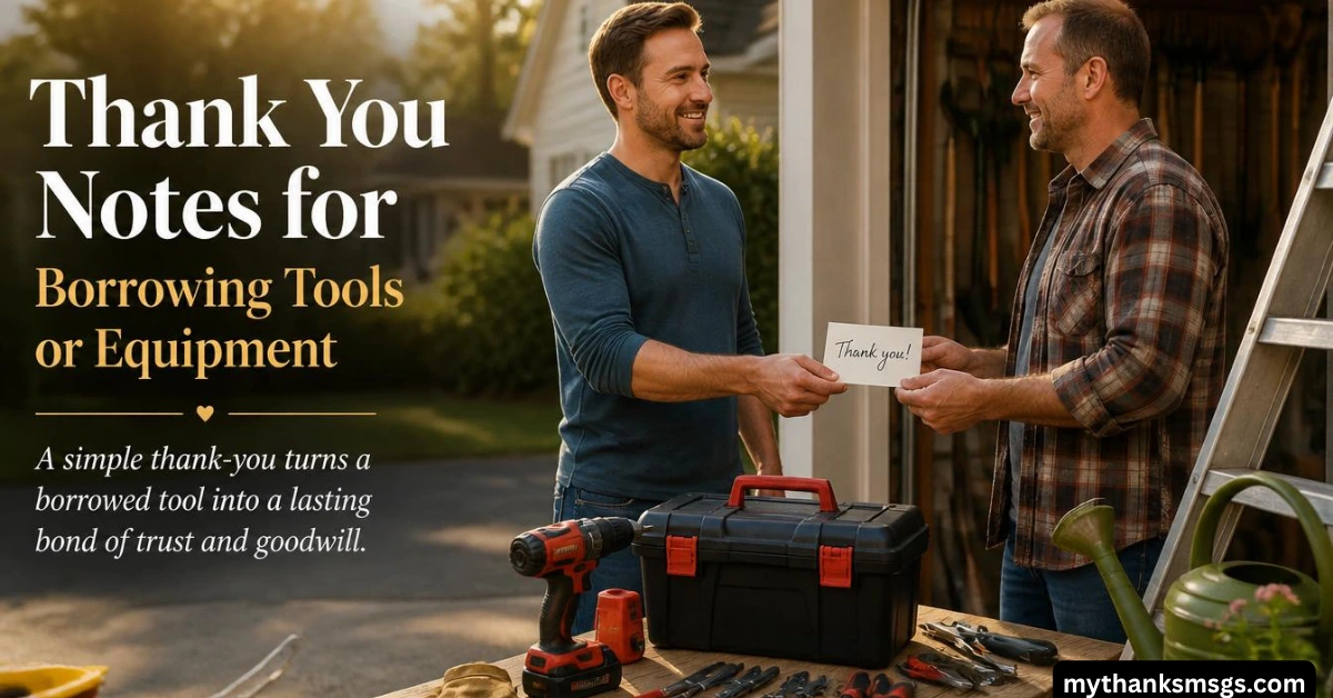 Thank You Notes for Borrowing Tools or Equipment