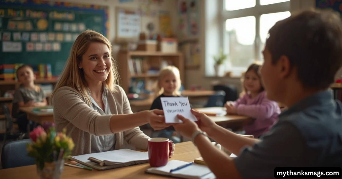 Thank You Notes to Parents from Teachers for Classroom Volunteers