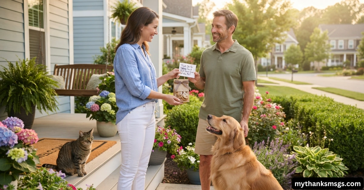 Thank You Note to Neighbor for Pet Sitting